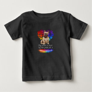 T-shirt Pour Bébé Mon Coeur Est Tenu Par Les Poches D'Un Bulldog Fra