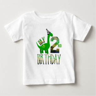T-shirt Pour Bébé Mon deuxième anniversaire Dinosaur Party Baby T-sh