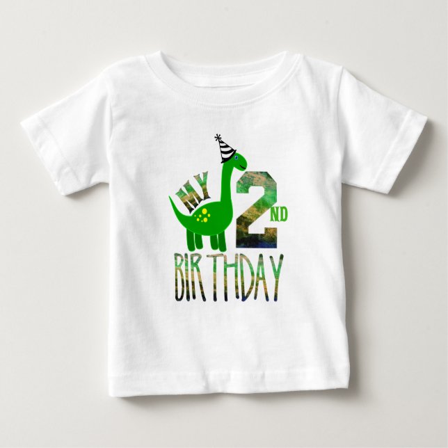 T-shirt Pour Bébé Mon deuxième anniversaire Dinosaur Party Baby T-sh (Devant)