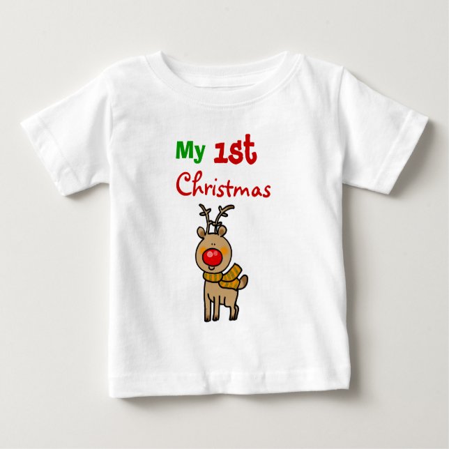 T-shirt Pour Bébé Mon ęr Noël (renne de Noël) (Devant)
