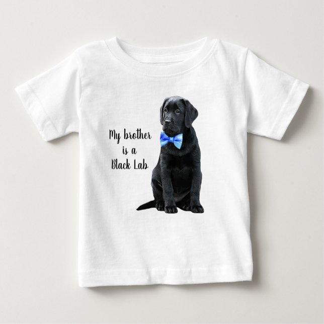 T-shirt Pour Bébé Mon frère est Black Lab - Black Labrador Puppy Boy (Devant)