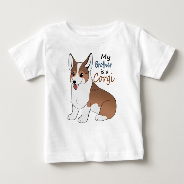 T-shirt Pour Bébé Mon frère est corgi d'un Sabile (Devant)