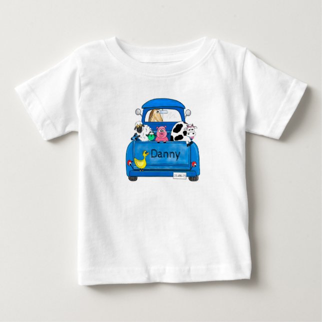 T-shirt Pour Bébé Mon grand camion bleu (Devant)