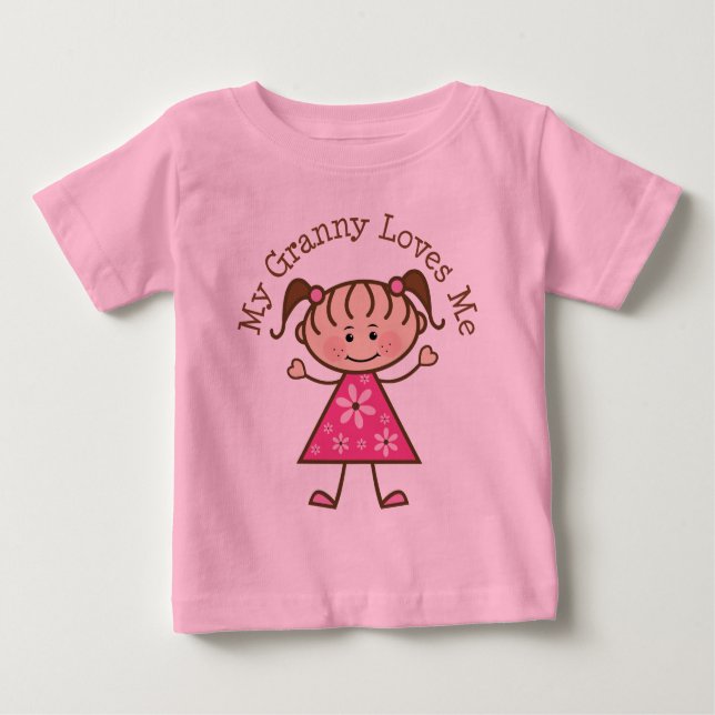 T-shirt Pour Bébé Mon grand-mère m'aime figure de bâton (Devant)
