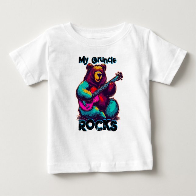 T-shirt Pour Bébé Mon Gruncle Rocks ! Ours coloré (Devant)