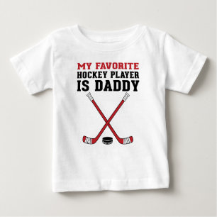 T-shirt Pour Bébé Mon joueur préféré de hockey est Daddy Red Sticks