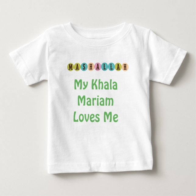 T-shirt Pour Bébé Mon Khala (tante) m'aime (le nom peut être changé) (Devant)