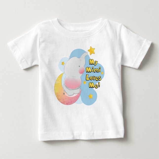 T-shirt Pour Bébé Mon Mimi m'aime éléphant (Devant)