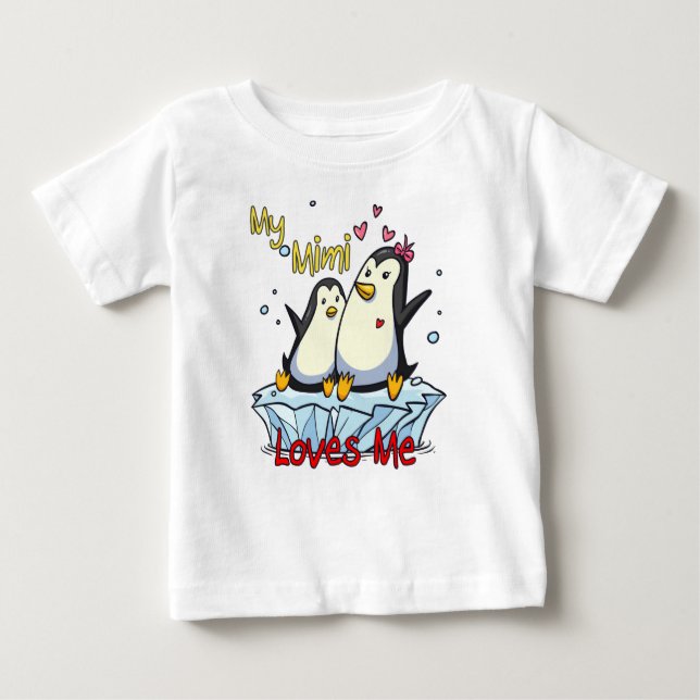 T-shirt Pour Bébé Mon Mimi M'aime Pingouin (Devant)