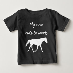 T-shirt Pour Bébé Mon nouveau voyage au travail en cheval drôle