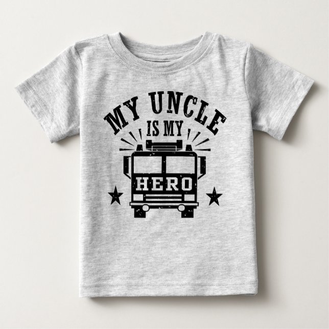 T-shirt Pour Bébé Mon Oncle Est Mon Héros (Devant)