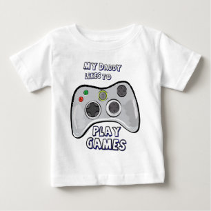 T-shirt Pour Bébé Mon papa aime jouer des jeux !
