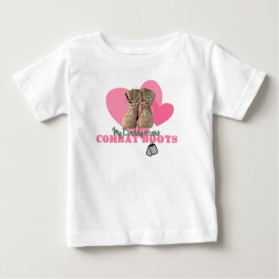 T-shirt Pour Bébé Mon papa porte des bottes de combat