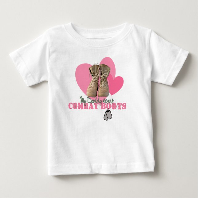 T-shirt Pour Bébé Mon papa porte des bottes de combat (Devant)