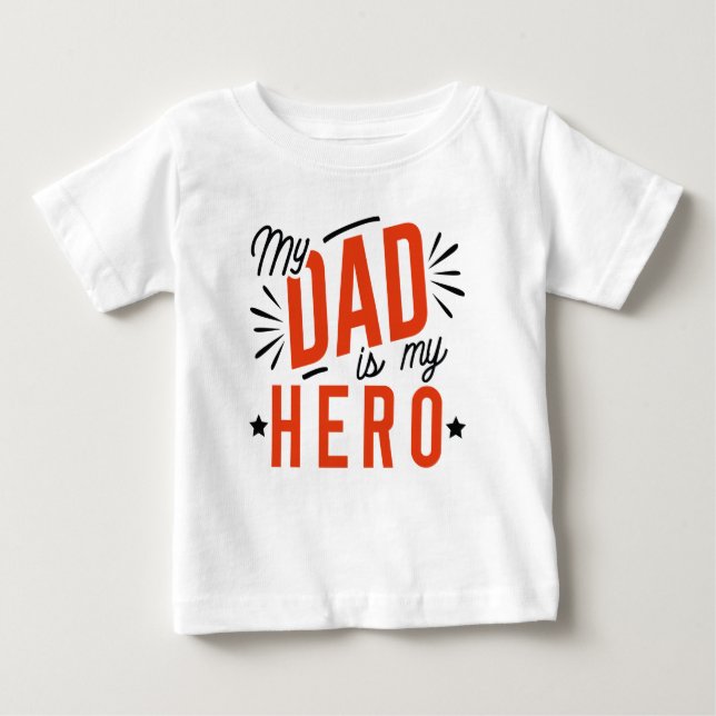 T-shirt Pour Bébé Mon Père Est Mon Héros (Devant)