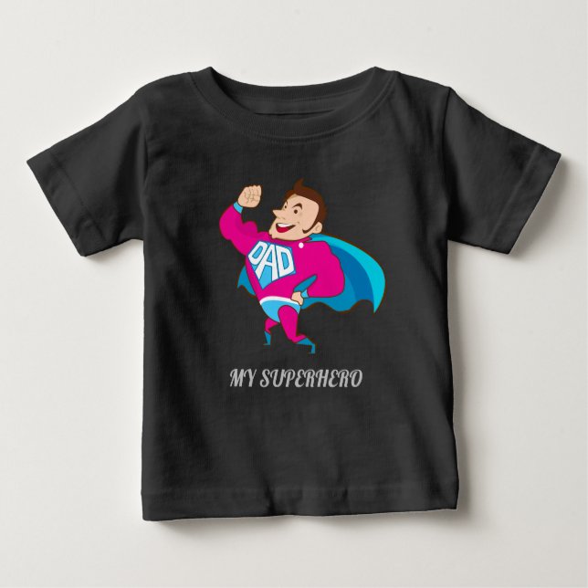 T-SHIRT POUR BÉBÉ MON PÈRE EST SUPERHÉROS (Devant)