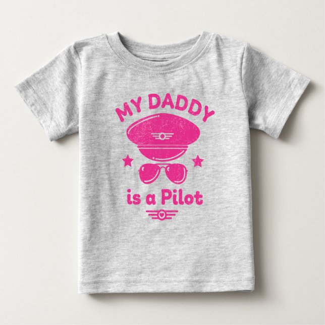 T-shirt Pour Bébé Mon père est un pilote Heather Grey (Devant)