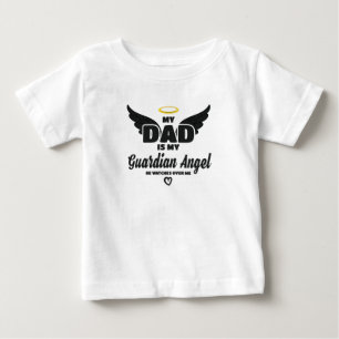 T-shirt Pour Bébé Mon Père, Mon Ange Gardien, Me Surveille En Mémo