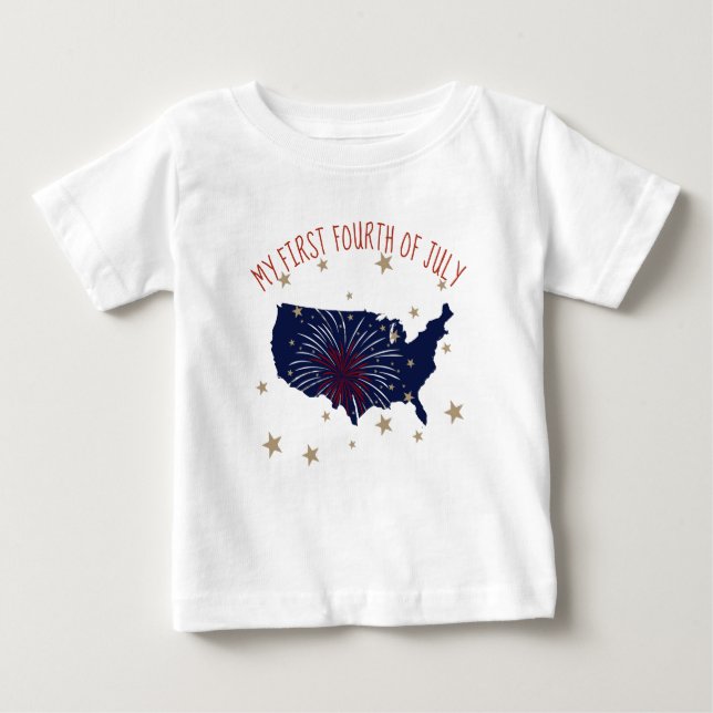 T-shirt Pour Bébé Mon Premier 4 Juillet (Devant)