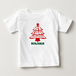 T-shirt Pour Bébé Mon premier arbre de Noël Nom personnalisé Holiday