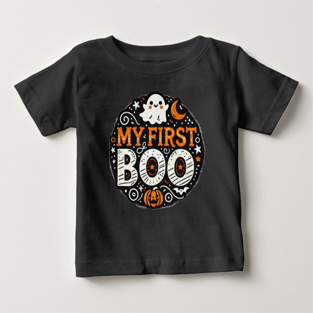 T-shirt Pour Bébé Mon premier bébé boo Halloween T-shirt (Devant)