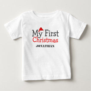 T-shirt Pour Bébé Mon premier bébé de Noël Nom personnalisé