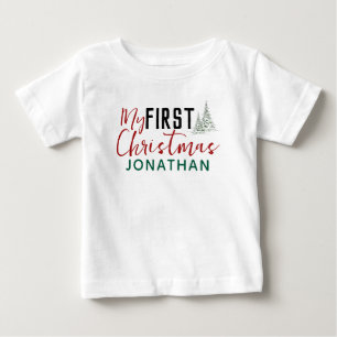 T-shirt Pour Bébé Mon premier bébé de Noël Photo Personnaliser le no