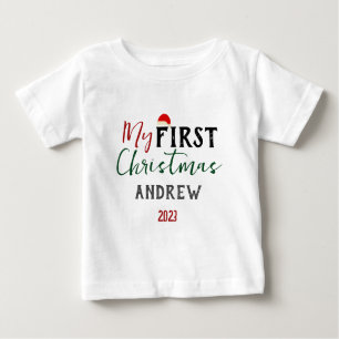 T-shirt Pour Bébé Mon premier bébé de Noël Photo Personnaliser le no