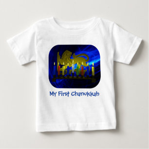 T-shirt Pour Bébé Mon premier Chanukkah laque Lion Menorah