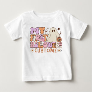T-shirt Pour Bébé Mon premier Citrouille Halloween Ghost Super