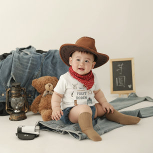 T-shirt Pour Bébé Mon Premier Cow-boy de Rodéo 1er Anniversaire Bébé
