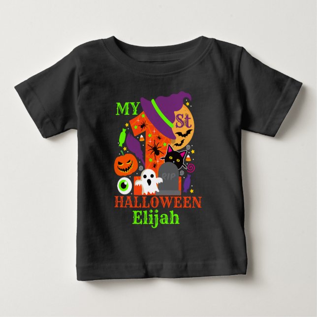T-shirt Pour Bébé mon premier Halloween | heureux halloween | (Devant)