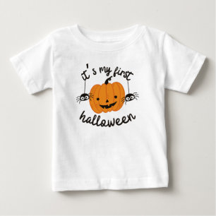T-shirt Pour Bébé Mon premier Halloween Joyeux Citrouille orange béb