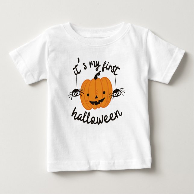 T-shirt Pour Bébé Mon premier Halloween Joyeux Citrouille orange béb (Devant)