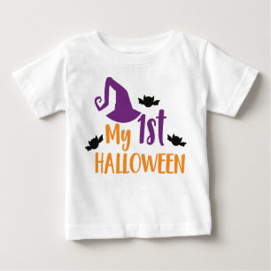 T-shirt Pour Bébé Mon premier Halloween, sorcière Casquette, Casquet