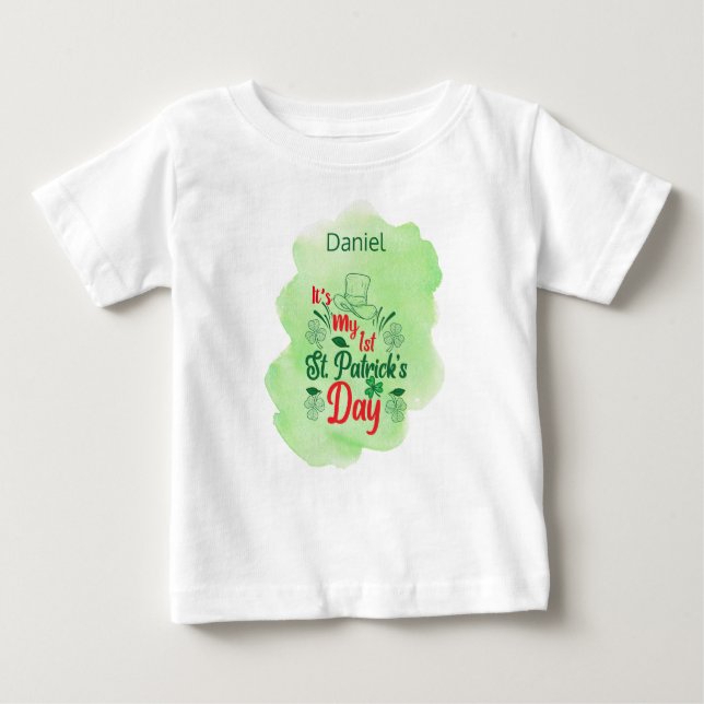 T-shirt Pour Bébé Mon premier jour de St. Patricks personnalisé (Devant)