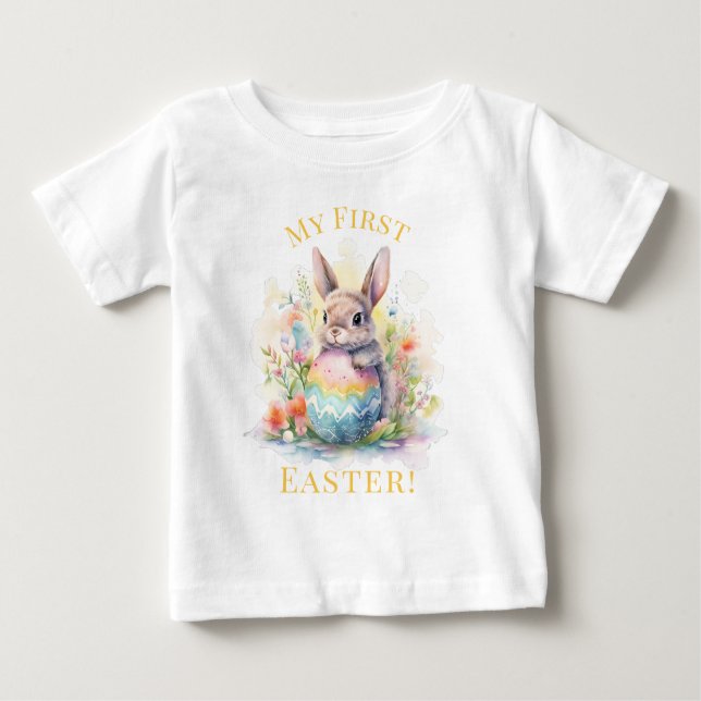 T-shirt Pour Bébé Mon premier lapin mignon de Pâques (Devant)