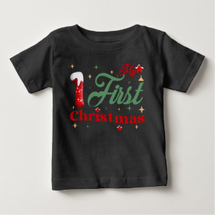 T-shirt Pour Bébé Mon premier Noël Bébé Noir T-Shirt en Jersey fin