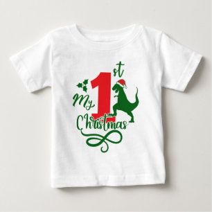 T-shirt Pour Bébé Mon premier Noël Dinosaure Mignon Dino