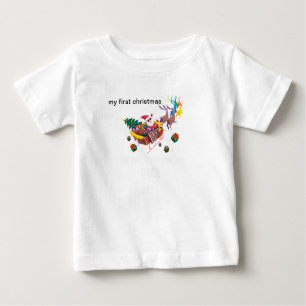T-shirt Pour Bébé mon premier Noël père Noël et traîneau