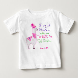 T-shirt Pour Bébé Mon premier Noël trop mignon pour une femme qui se
