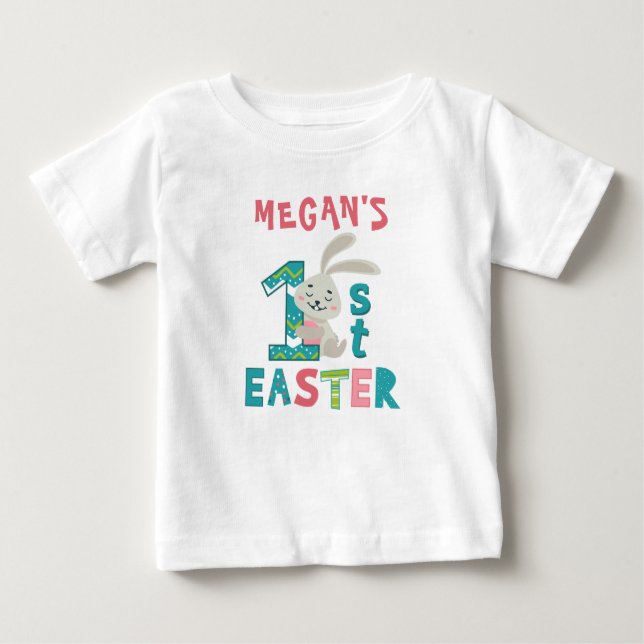 T-shirt Pour Bébé Mon premier nom personnalisé de Pâques (Devant)