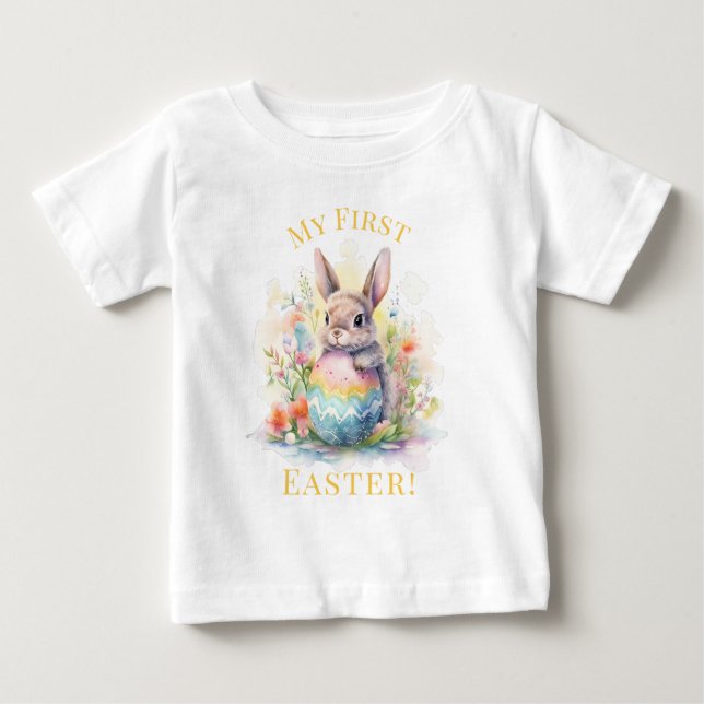 T-shirt Pour Bébé Mon premier Pâques Lapin mignon  (Devant)