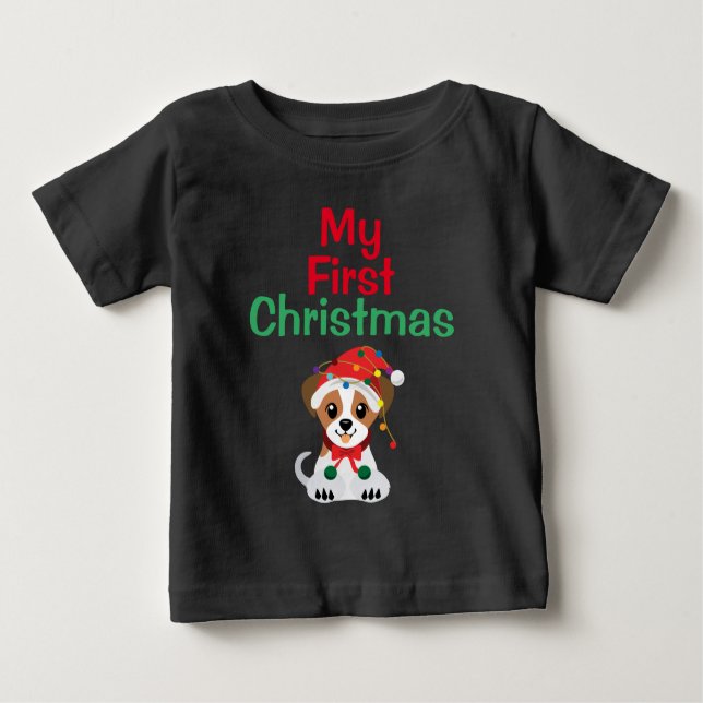 T-shirt Pour Bébé Mon premier petit Noël Jack Russell Chien (Devant)
