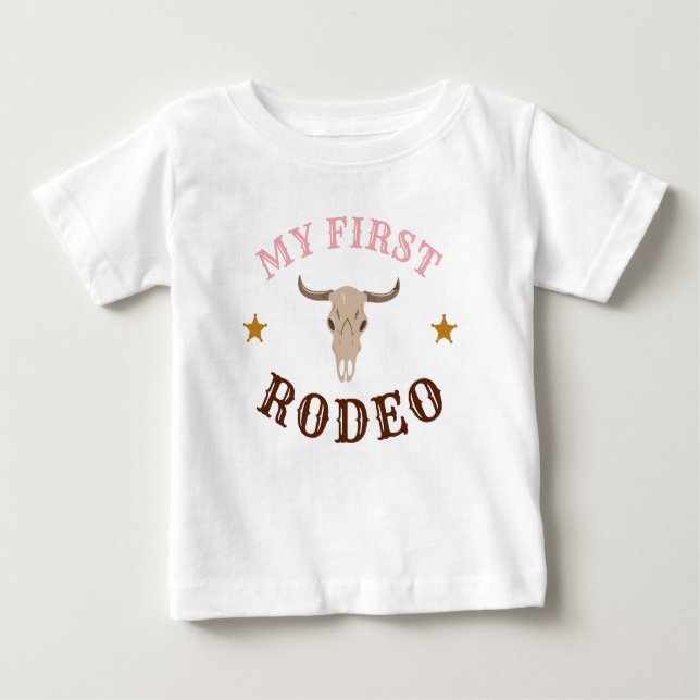 T-shirt Pour Bébé Mon premier rodéo Western Cowgirl Premier Annivers (Devant)