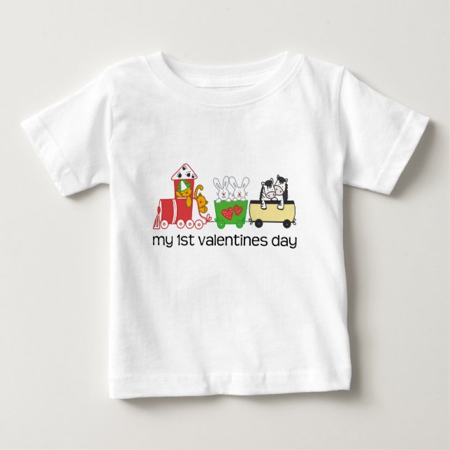 T-shirt Pour Bébé Mon premier train de jour de Valentines (Devant)