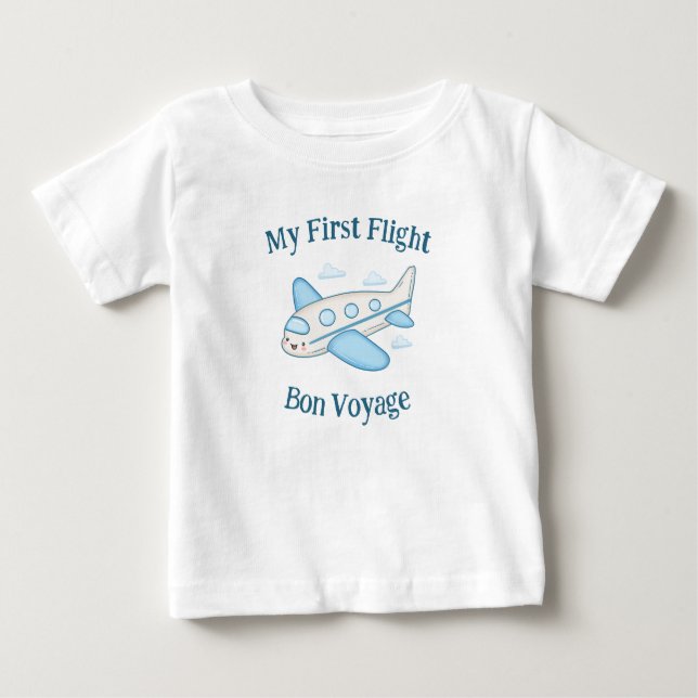 T-shirt Pour Bébé Mon premier vol de vacances été mignon avion (Devant)