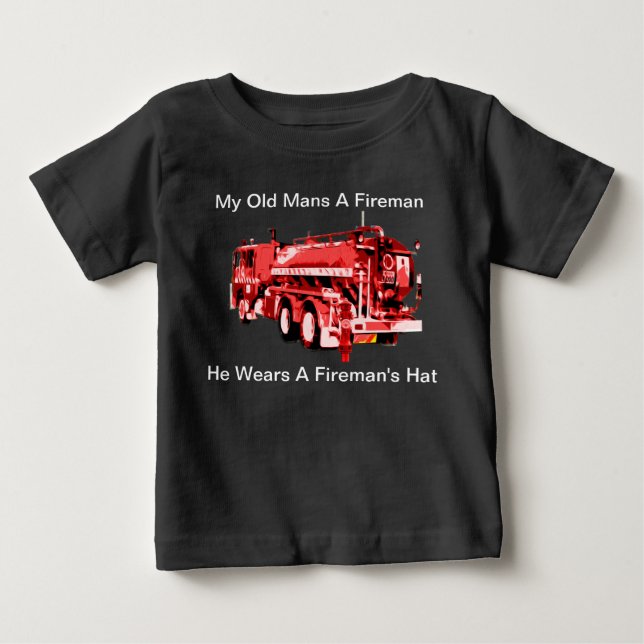 T-shirt Pour Bébé Mon vieux est pompier,  (Devant)