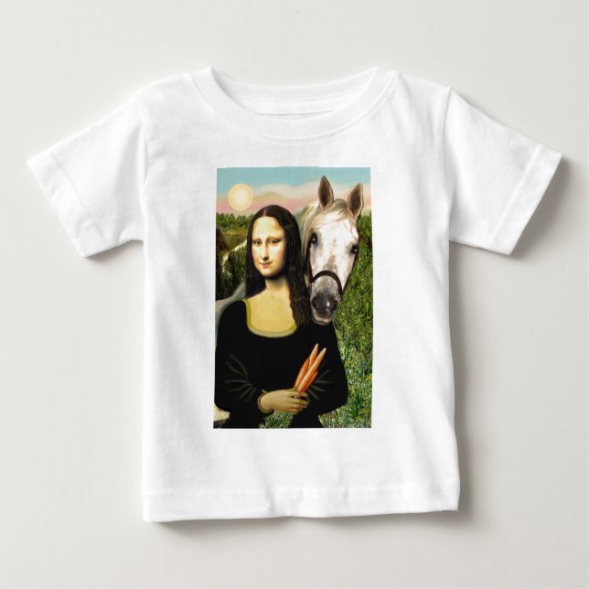T-shirt Pour Bébé Mona Lisa et son cheval arabe (Devant)
