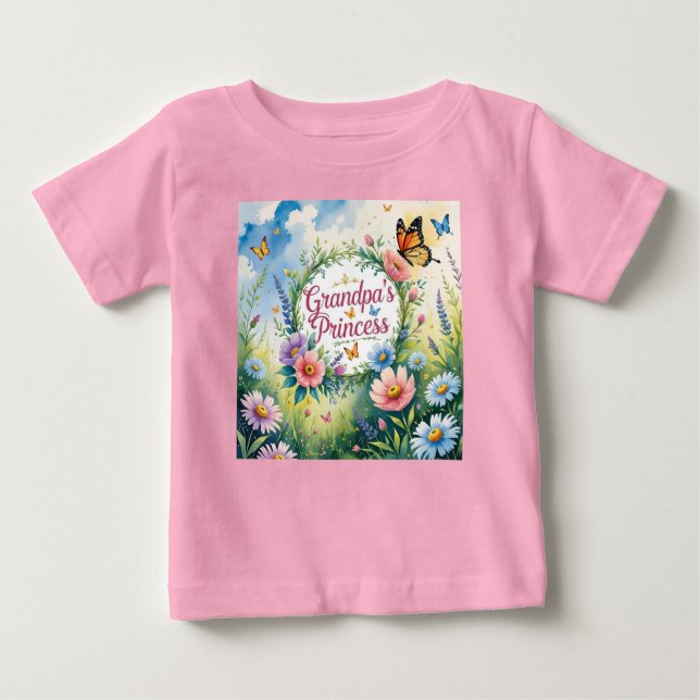 T-shirt Pour Bébé Monde de Conte de Fée Princesse de Grand-Papa (Devant)
